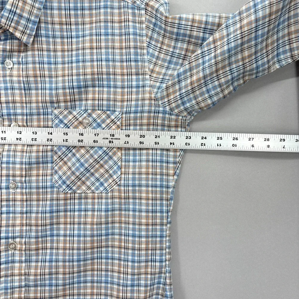 Vintage Levis Shirt Mens XL Blue Beige Plaid Workshirt Pockets Made USA‎ 70s
